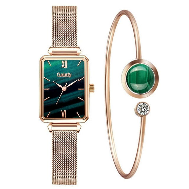 Relógio Velvet + Bracelete Esmeralda